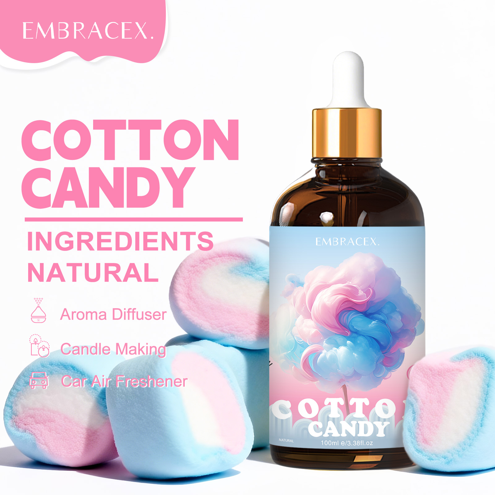 Perfume Fragrance Oil - Óleos Aromáticos de Algodão Doce 100ml